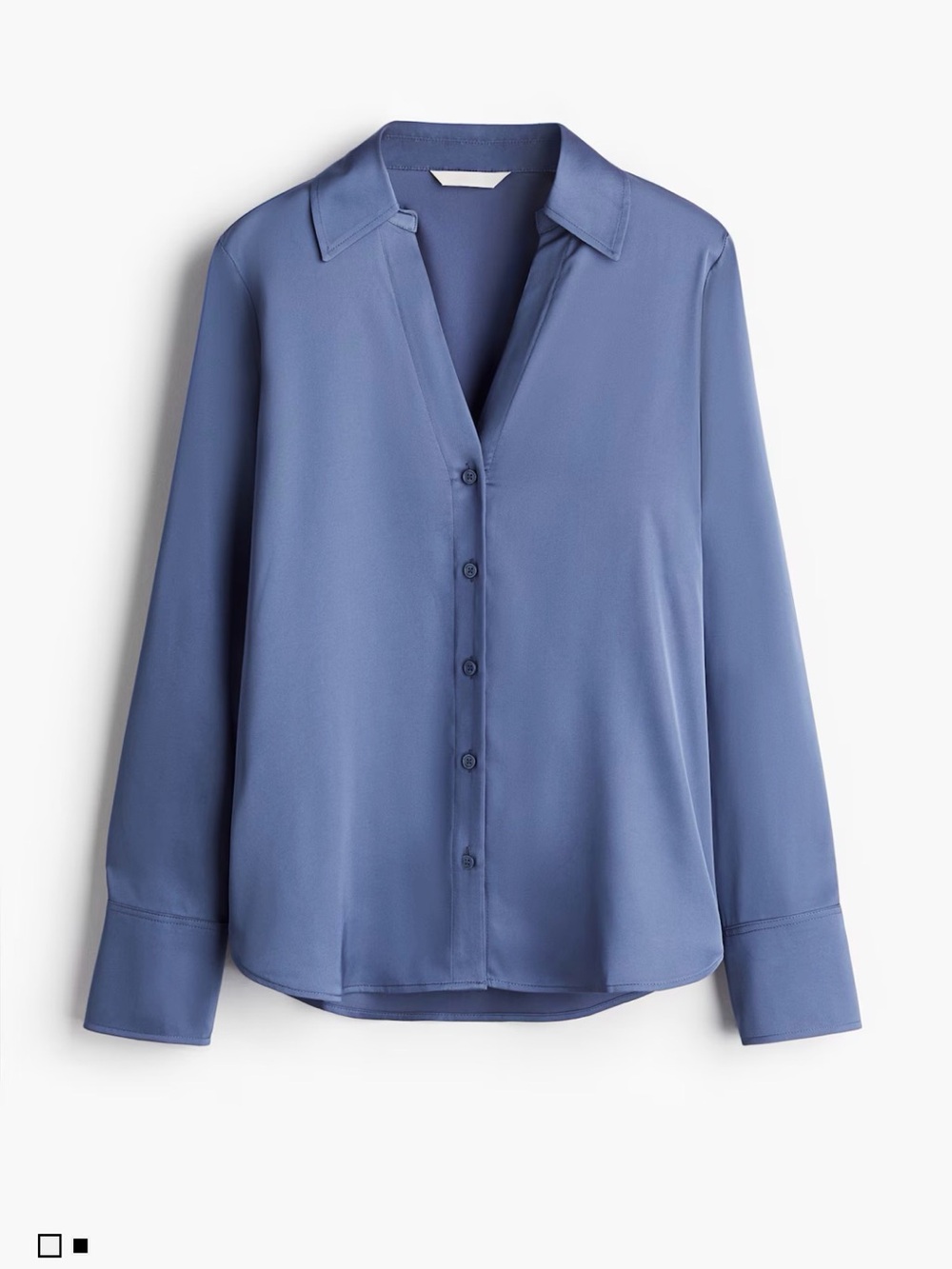 H&M Dusty Blue Button-Down V-Neck Blouse